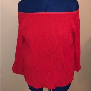 Red off shoulder blouse